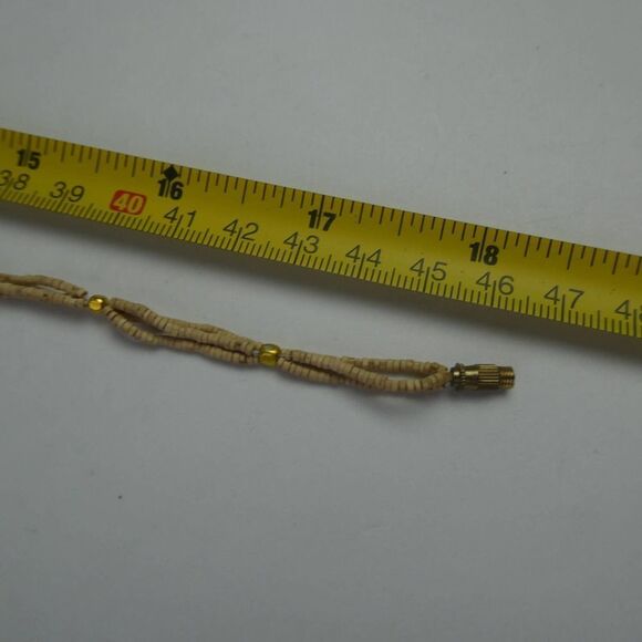 Double Two Multi Strand Beaded Necklace Faux Moonstone Silver Tone Pendant Boho - Picture 8 of 9